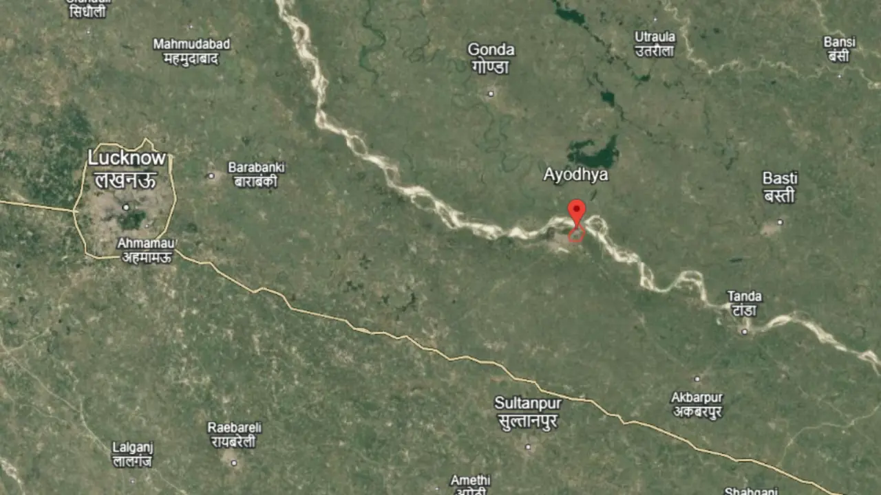 Ayodhya in red circle area, What is ayodhya